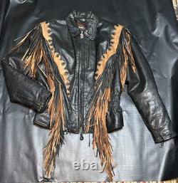 Vintage 2 Tone 90's FRINGED Soft Milled Leather WESTERN JACKET Coachella Rodeo