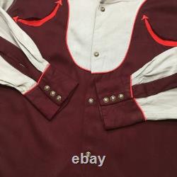 Vintage 40s BVD Western Shirt Mens Size 44 M/L Gray Long Sleeve Rockabilly