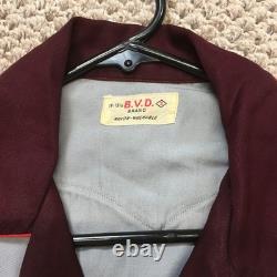 Vintage 40s BVD Western Shirt Mens Size 44 M/L Gray Long Sleeve Rockabilly