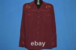 Vintage 40s RODEO HORSE EMBROIDERED RAYON WESTERN COWBOY BUTTON DOWN SHIRT LRG L