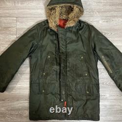 Vintage 50's Great Western Waxed Parka Talon Zip Fur Hood Outdoor Hunting Jacket