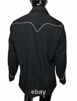 Vintage 50's H Bar C California Ranchwear Black Colorful Embroidered Shirt L/XL