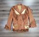 Vintage 50's Western Leather Jacket Large Brown Women's Fringe Chris Line Biker