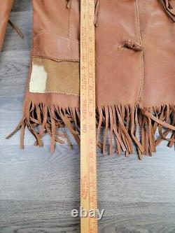 Vintage 50's Western Leather Jacket Large Brown Women's Fringe Chris Line Biker