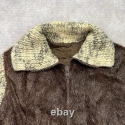 Vintage 50s 60s Hair On Hide Wool Knit Jacket Mens L Western Pony Grizzly