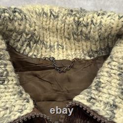 Vintage 50s 60s Hair On Hide Wool Knit Jacket Mens L Western Pony Grizzly