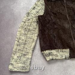 Vintage 50s 60s Hair On Hide Wool Knit Jacket Mens L Western Pony Grizzly