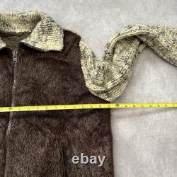 Vintage 50s 60s Hair On Hide Wool Knit Jacket Mens L Western Pony Grizzly