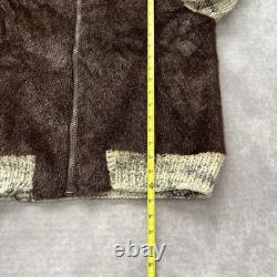 Vintage 50s 60s Hair On Hide Wool Knit Jacket Mens L Western Pony Grizzly