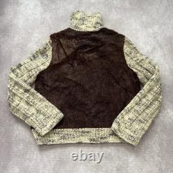 Vintage 50s 60s Hair On Hide Wool Knit Jacket Mens L Western Pony Grizzly