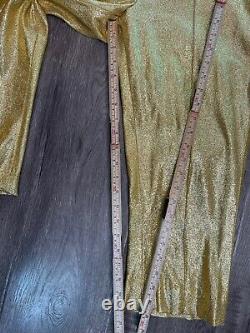 Vintage 50s 60s gold lurex lame Stretch Western capri pants PLUS XL Rockabilly