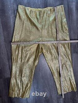 Vintage 50s 60s gold lurex lame Stretch Western capri pants PLUS XL Rockabilly