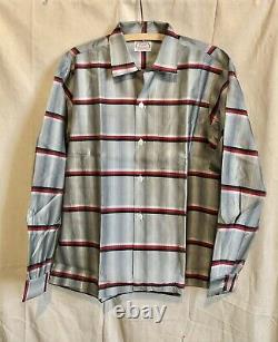 Vintage 50s Brent Montgomery Ward Atomic Rockabilly Loop Silk Shirt NOS Lg