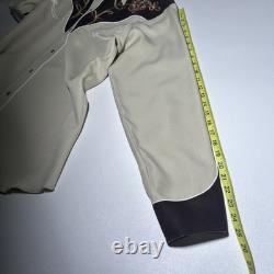 Vintage 50s H Bar C California Ranchwear Western Embroidered Tan Pearl Snap M/L