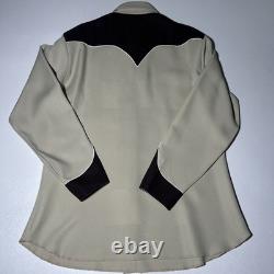 Vintage 50s H Bar C California Ranchwear Western Embroidered Tan Pearl Snap M/L