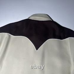 Vintage 50s H Bar C California Ranchwear Western Embroidered Tan Pearl Snap M/L