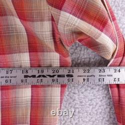 Vintage 50s H Bar C Mens Large California Ranchwear Red Plaid Western Peral Snap