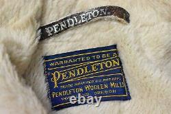 Vintage 50s Pendleton Mens Plaid Wool Work Coat Western Sherpa XL L zipper