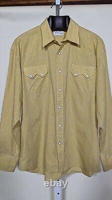 Vintage 50s Ranchwear of California LA Yellow Gingham Western Snap Shirt XL