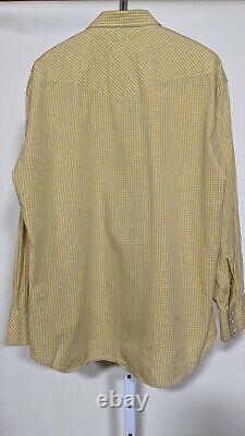 Vintage 50s Ranchwear of California LA Yellow Gingham Western Snap Shirt XL