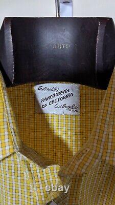 Vintage 50s Ranchwear of California LA Yellow Gingham Western Snap Shirt XL