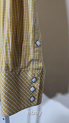 Vintage 50s Ranchwear of California LA Yellow Gingham Western Snap Shirt XL