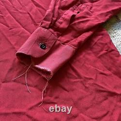 Vintage 50s XL Red Silk Western Shirt Button Front Saddle Brand Gun Boot