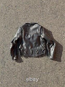 Vintage 60's The Leather Shop Biker Leather Jacket PUNK GRUNGE 70s SZ Small