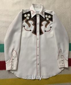Vintage 60s 70s HBarC Western Pearl Snap Buttonup Rockabilly L Large 21.5x31.5