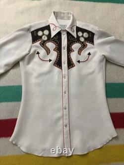Vintage 60s 70s HBarC Western Pearl Snap Buttonup Rockabilly L Large 21.5x31.5