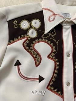 Vintage 60s 70s HBarC Western Pearl Snap Buttonup Rockabilly L Large 21.5x31.5