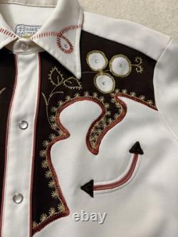 Vintage 60s 70s HBarC Western Pearl Snap Buttonup Rockabilly L Large 21.5x31.5