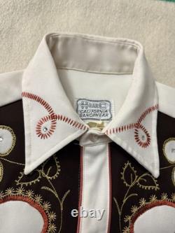 Vintage 60s 70s HBarC Western Pearl Snap Buttonup Rockabilly L Large 21.5x31.5