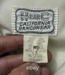 Vintage 60s 70s HBarC Western Pearl Snap Buttonup Rockabilly L Large 21.5x31.5