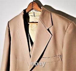 Vintage 60s 70s Tan 3 pc. Suit Vtg Disco Leisure Western Mod Jacket 42 Pants 37
