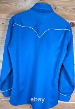 Vintage 60s H BAR C Poker Cards Embroidered Western Pearl Snap Shirt Men Large