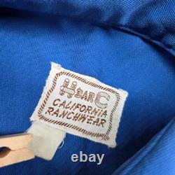 Vintage 60s H BAR C Poker Cards Embroidered Western Pearl Snap Shirt Men Large