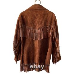 Vintage 60s Leather Fringe Jacket Western Motorcycle L 42 Hippy Southwest Rodeo