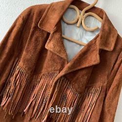 Vintage 60s Leather Fringe Jacket Western Motorcycle L 42 Hippy Southwest Rodeo