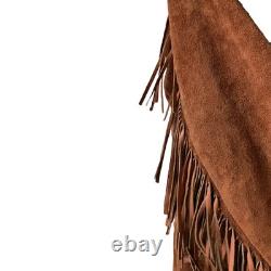 Vintage 60s Leather Fringe Jacket Western Motorcycle L 42 Hippy Southwest Rodeo