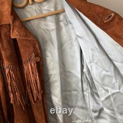 Vintage 60s Leather Fringe Jacket Western Motorcycle L 42 Hippy Southwest Rodeo