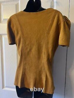 Vintage 70's Deer Skin Leather Painted Top Vest Western Cottagecore Festival M L