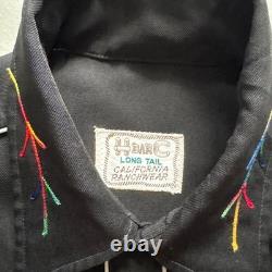 Vintage 70's H BAR C Western Shirt Black Embroidered