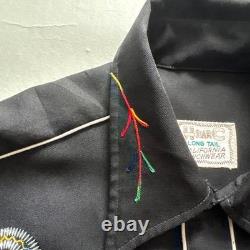 Vintage 70's H BAR C Western Shirt Black Embroidered