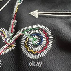 Vintage 70's H BAR C Western Shirt Black Embroidered