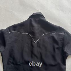 Vintage 70's H BAR C Western Shirt Black Embroidered