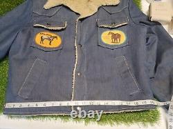 Vintage 70's JCPenny Sherpa Lined Denim Jacket Cowgirl Large