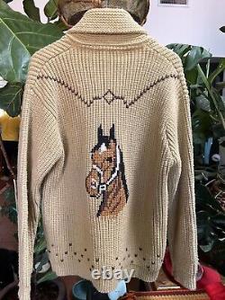 Vintage 70's Miller Outerwear Western Horse Cardigan Sweater. Mens Large