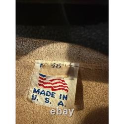 Vintage 70s Buckskin Suede Fringe Jacket Lace Up Western Boho Tan Size 46 XL USA