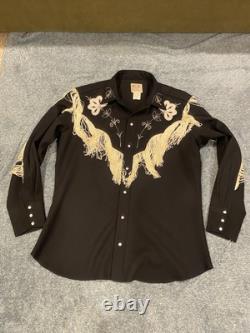 Vintage 70s H Bar C California Ranchwear Fringe Western Cowboy Shirt Size 17